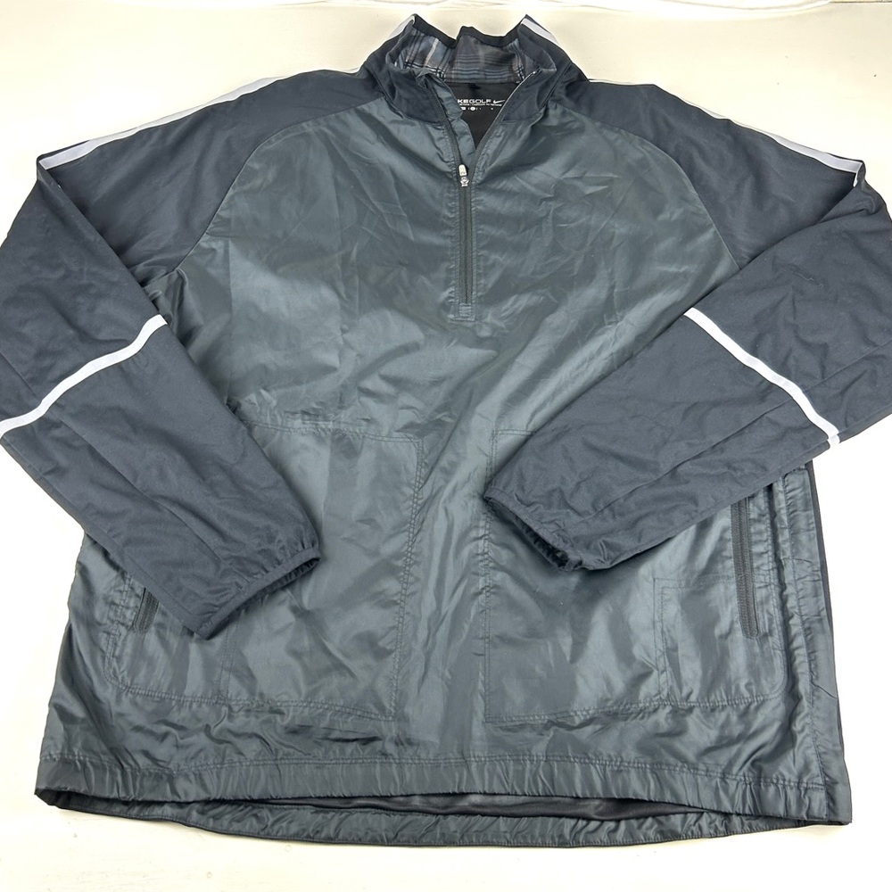 Nike Golf 1/4 ZiP Jacket Black Sz Large Rain Wind Shield With Zip Pockets